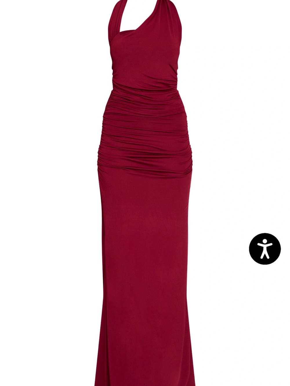 PrettyLittleThing Burgundy Ruched Halter Maxi Dress